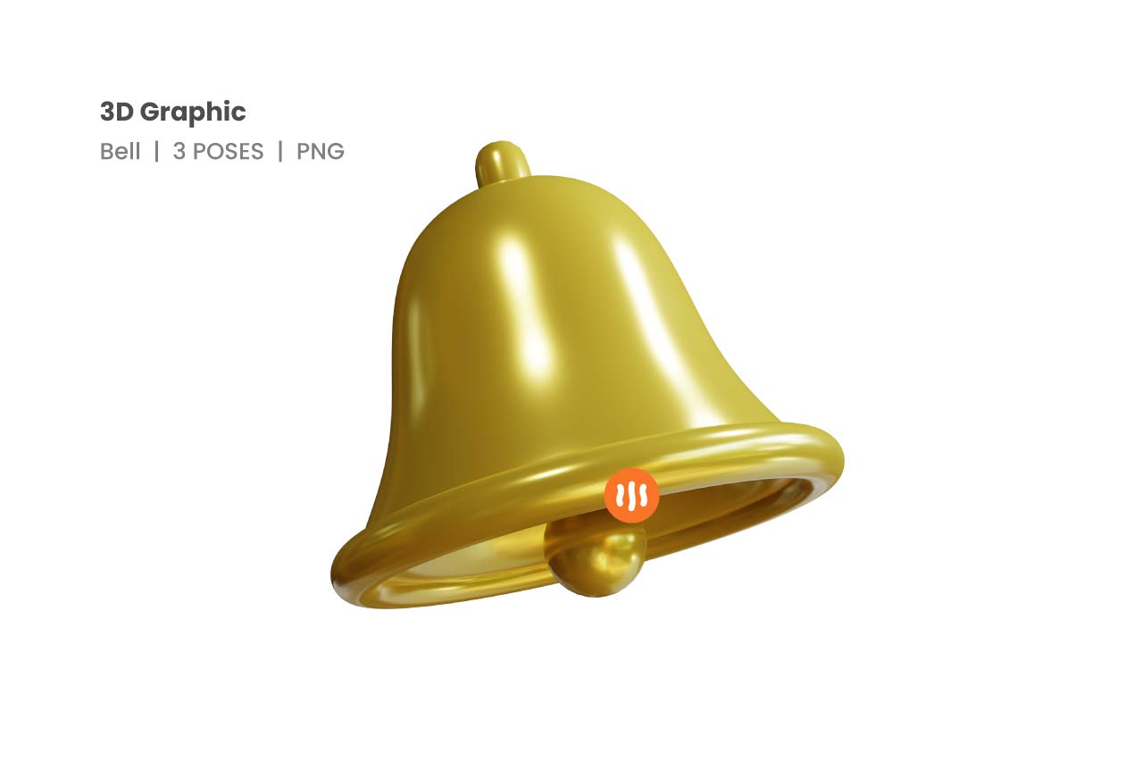 Bell 3d. Bell PNG 3d.