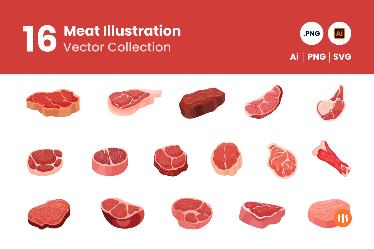 16 meat illustration git aset