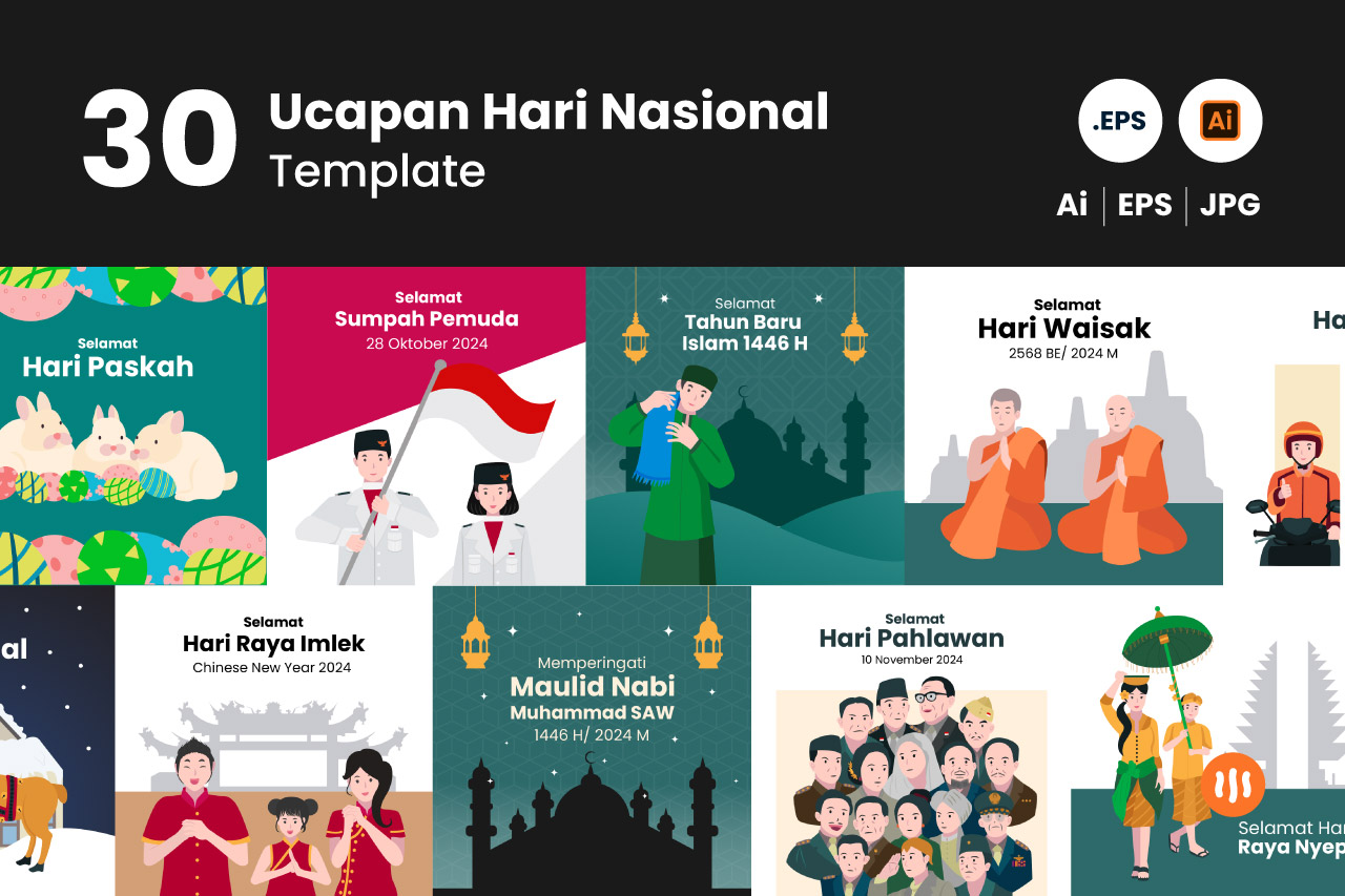 30 Illustrasi Ucapan Hari Nasional Update 2024 - Git Aset